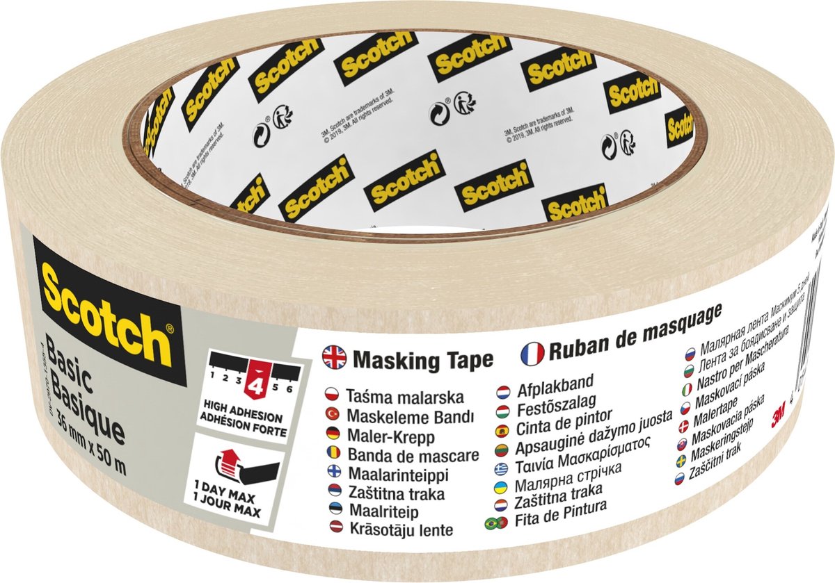 Scotch masking tape basic 36mmx50m beige | 16 piezas