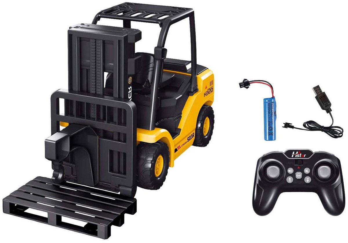 Carretilla elevadora controlada por RC recargable con luz y sonido