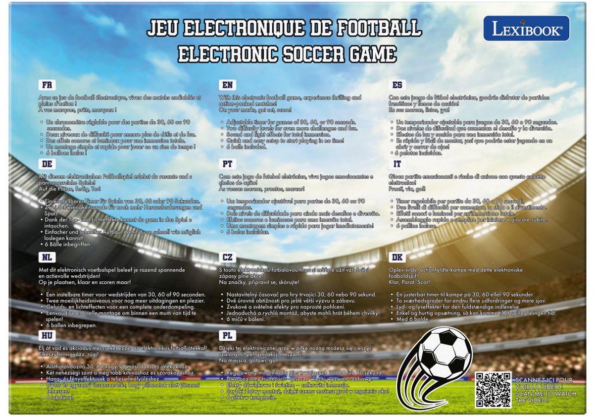 Gioco di calcio elettronico Lexibook con luci e suoni per 2 giocatori