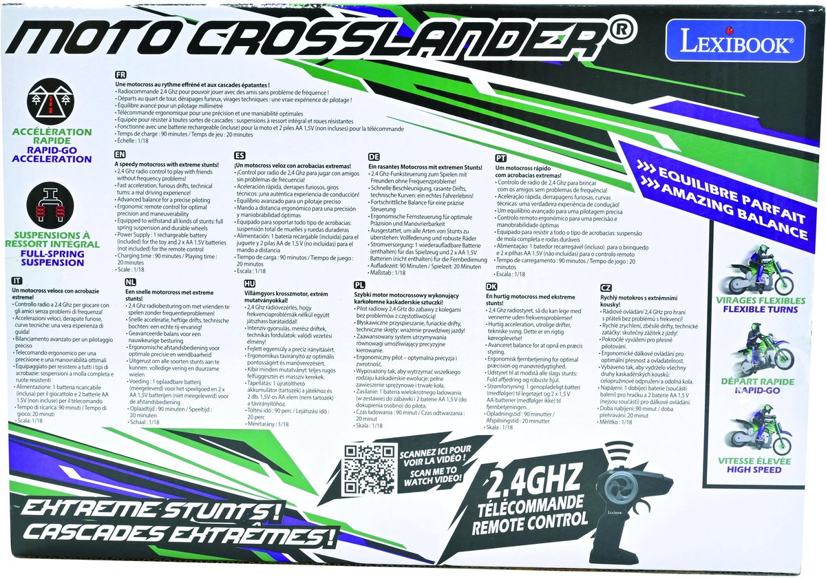 Lexibook moto crosslander® 2.4ghz, extreme stunt met lichteffecten.