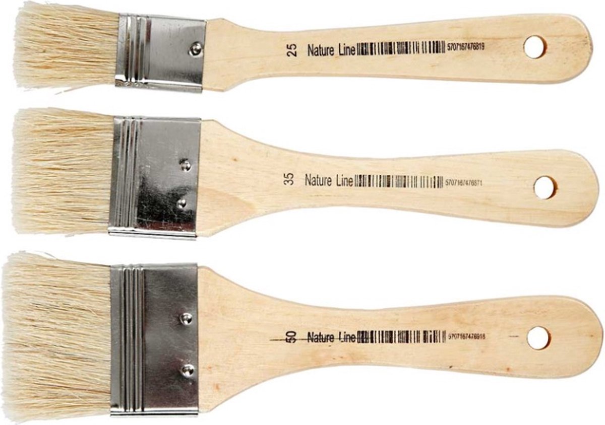 Creativ company varnish lacquer brushes, l: 19 cm, w: 25-50 mm, flat, 3 pieces 1 box