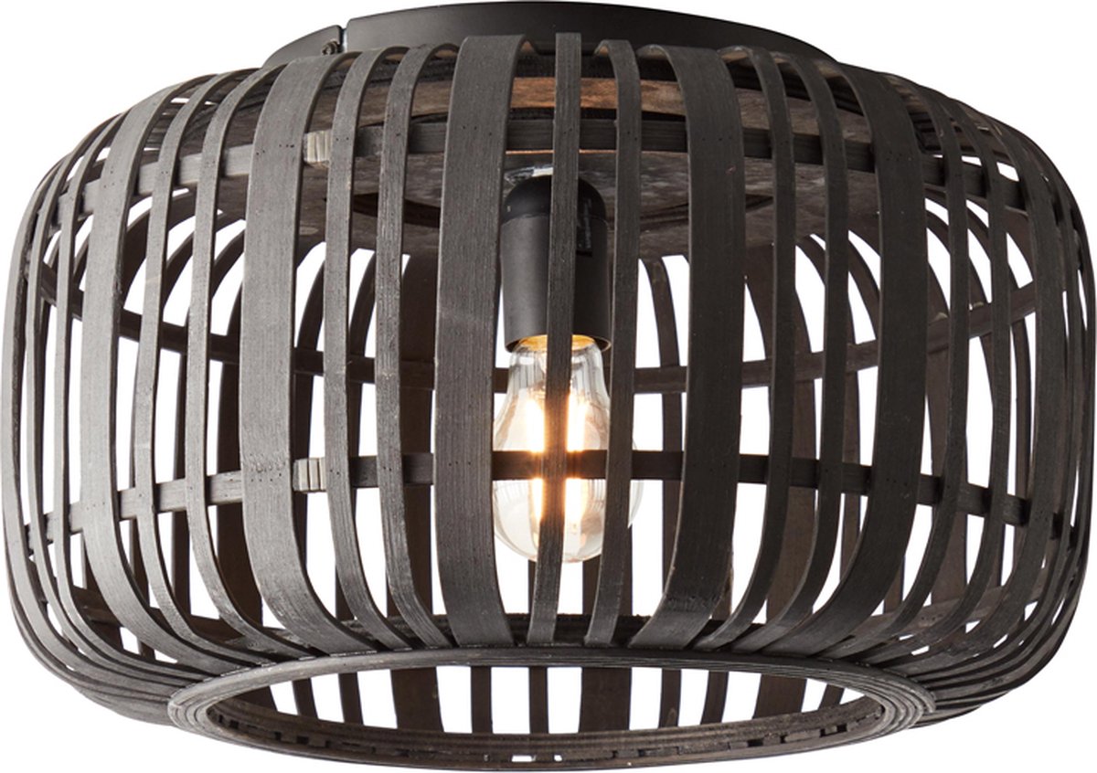 Brilliant woodrow - lampada da soffitto - e27 max 1x60w - legno nero