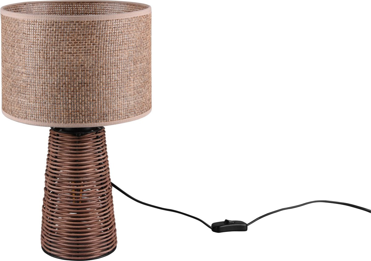 Rl live your light reality straw - tafellamp - bruin - excl. 2x e27 - snoerschakelaar