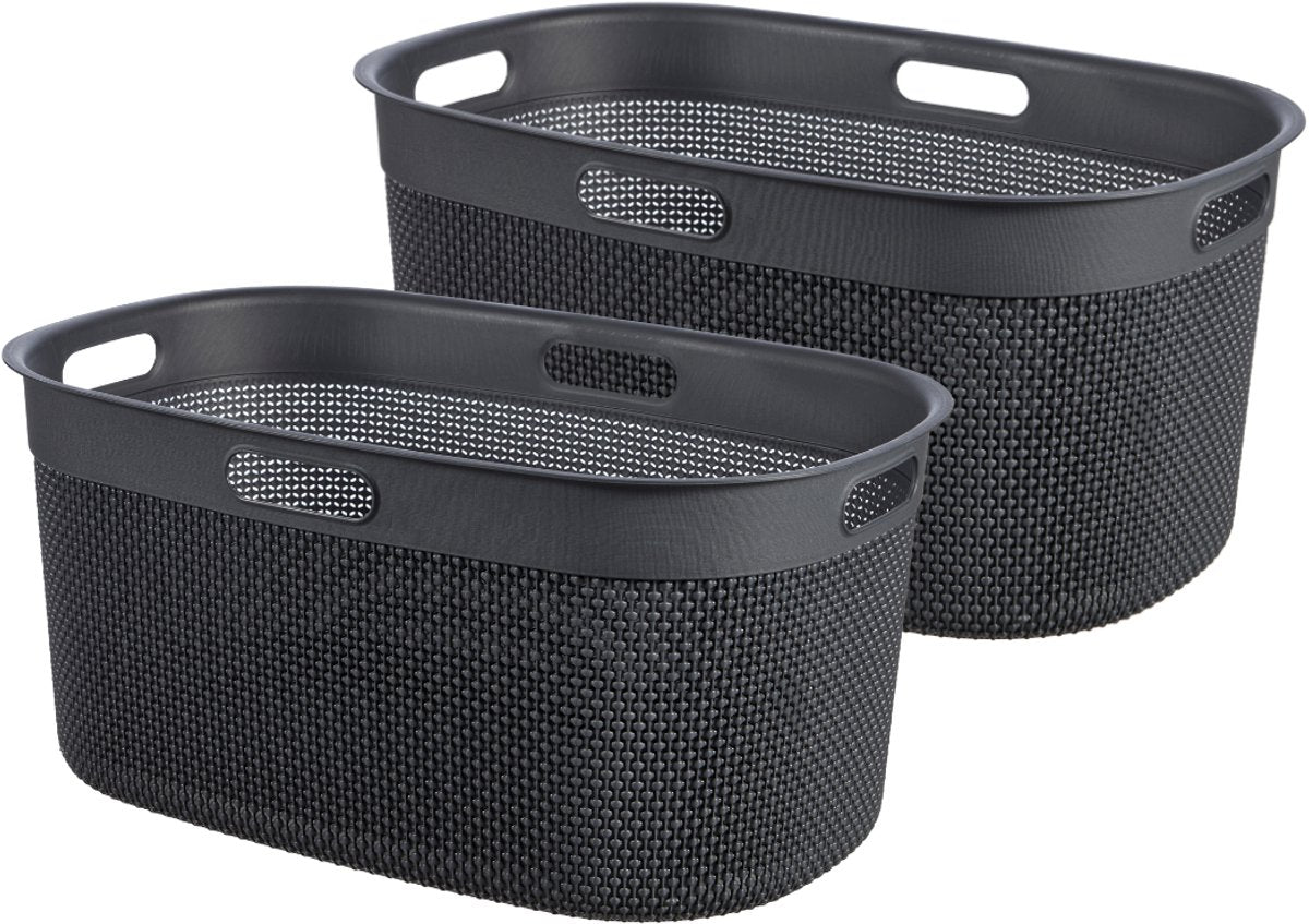 Curver filo wasmand - 45l - set van 2 stuks - antraciet