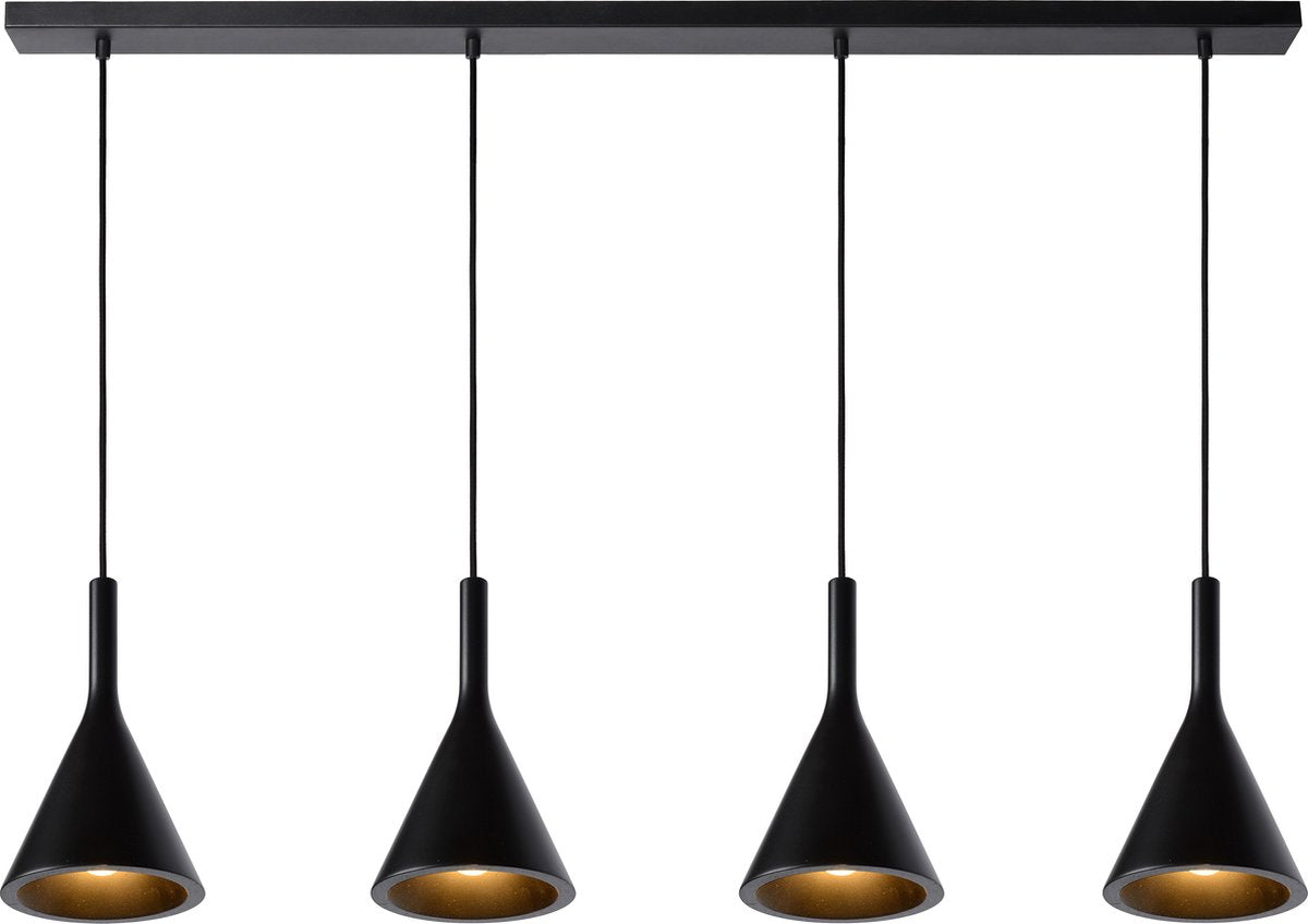Lucide gipsy - lampada a sospensione - 4xe27 - nero - japandi