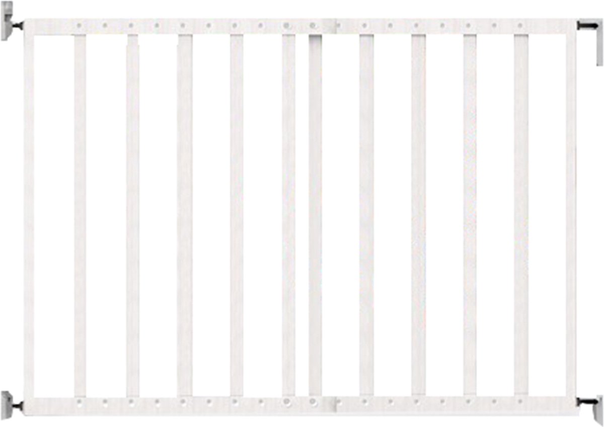 Puerta de escalera extensible de madera Noma blanco | puerta de seguridad | puerta de tornillo | puerta para perros | puerta infantil