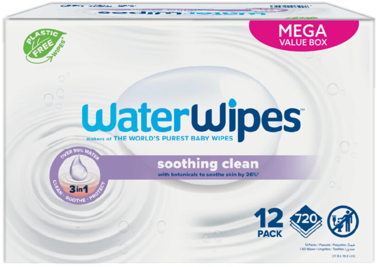 Salviette lenitive pulite per neonati Waterwipes - 12 x 60 pezzi = 720 salviette