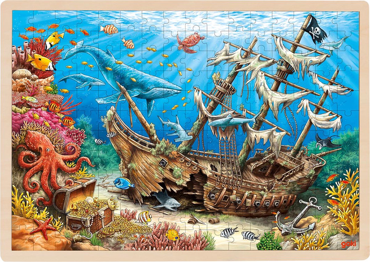 Puzzle Goki - nave affondata Santa Elena - 192 pezzi - 46,5x33x1cm - legno - 4+