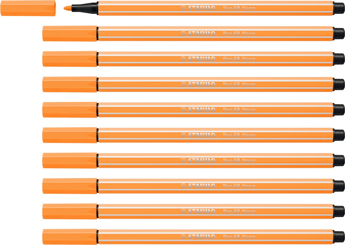 Stabilo pen 68 - pennarello premium - arancione neon - scatola da 10 pezzi