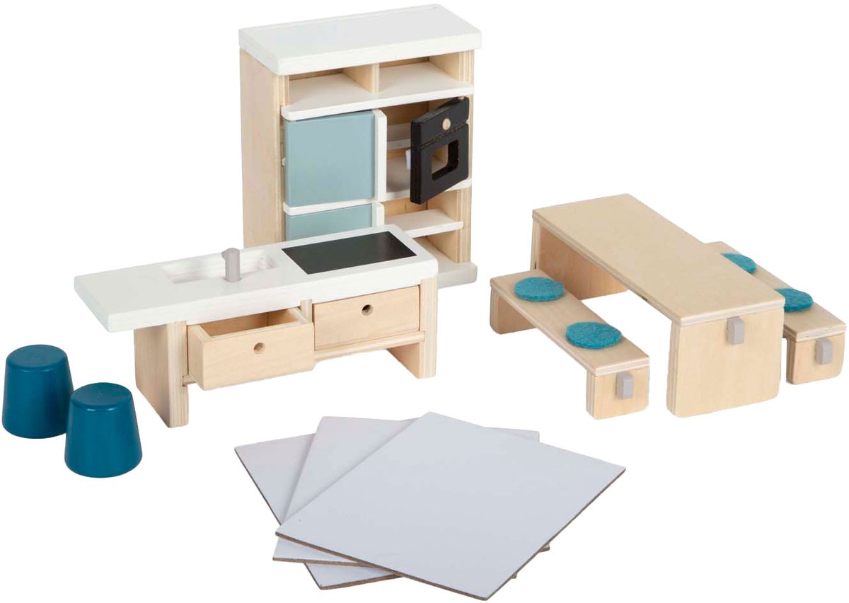 Cucina per mobili per bambole in legno a piede piccoli