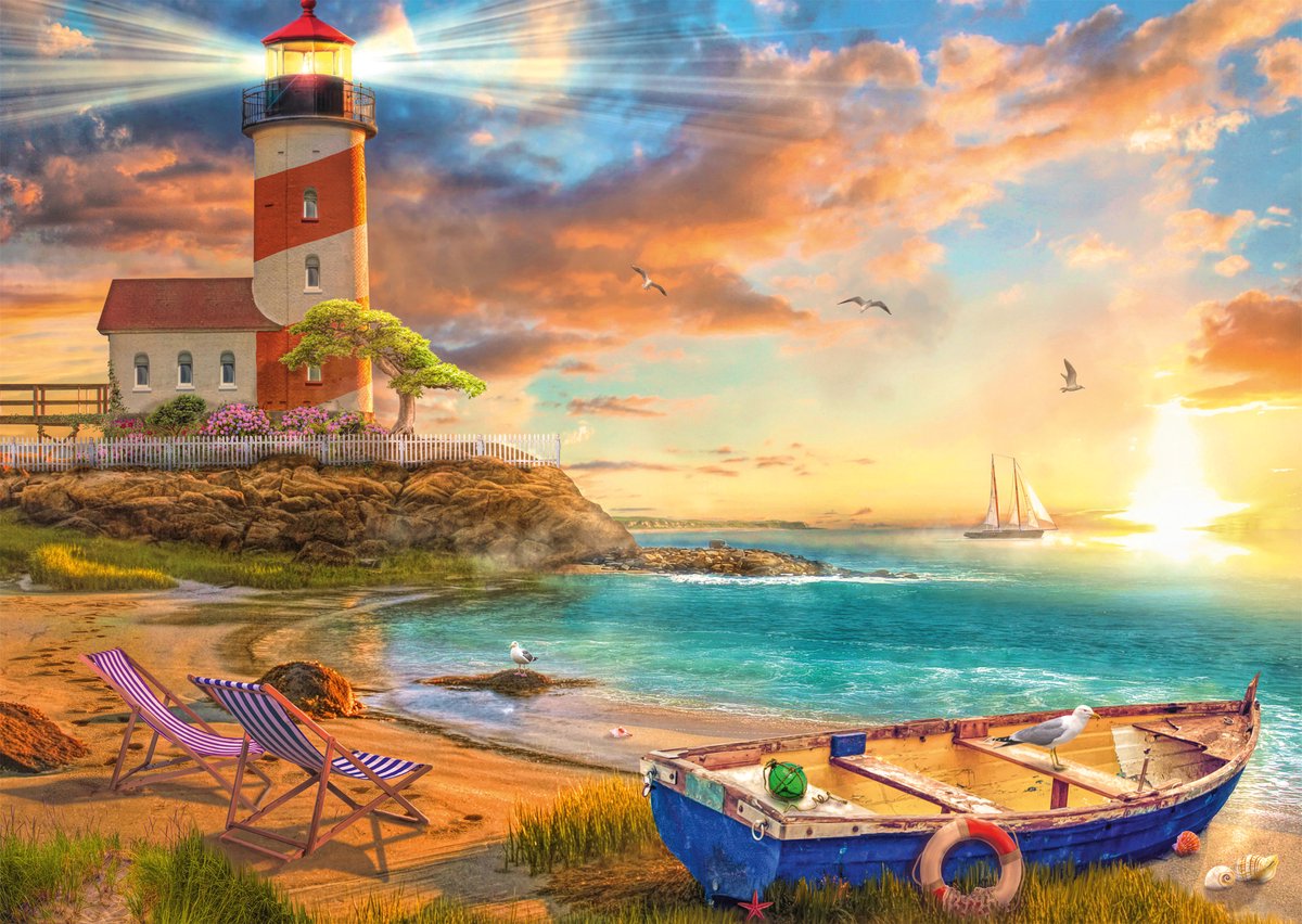 Schmidt - puzzle - tramonto nella baia del faro - 1000 pezzi - adulti - da 12 anni