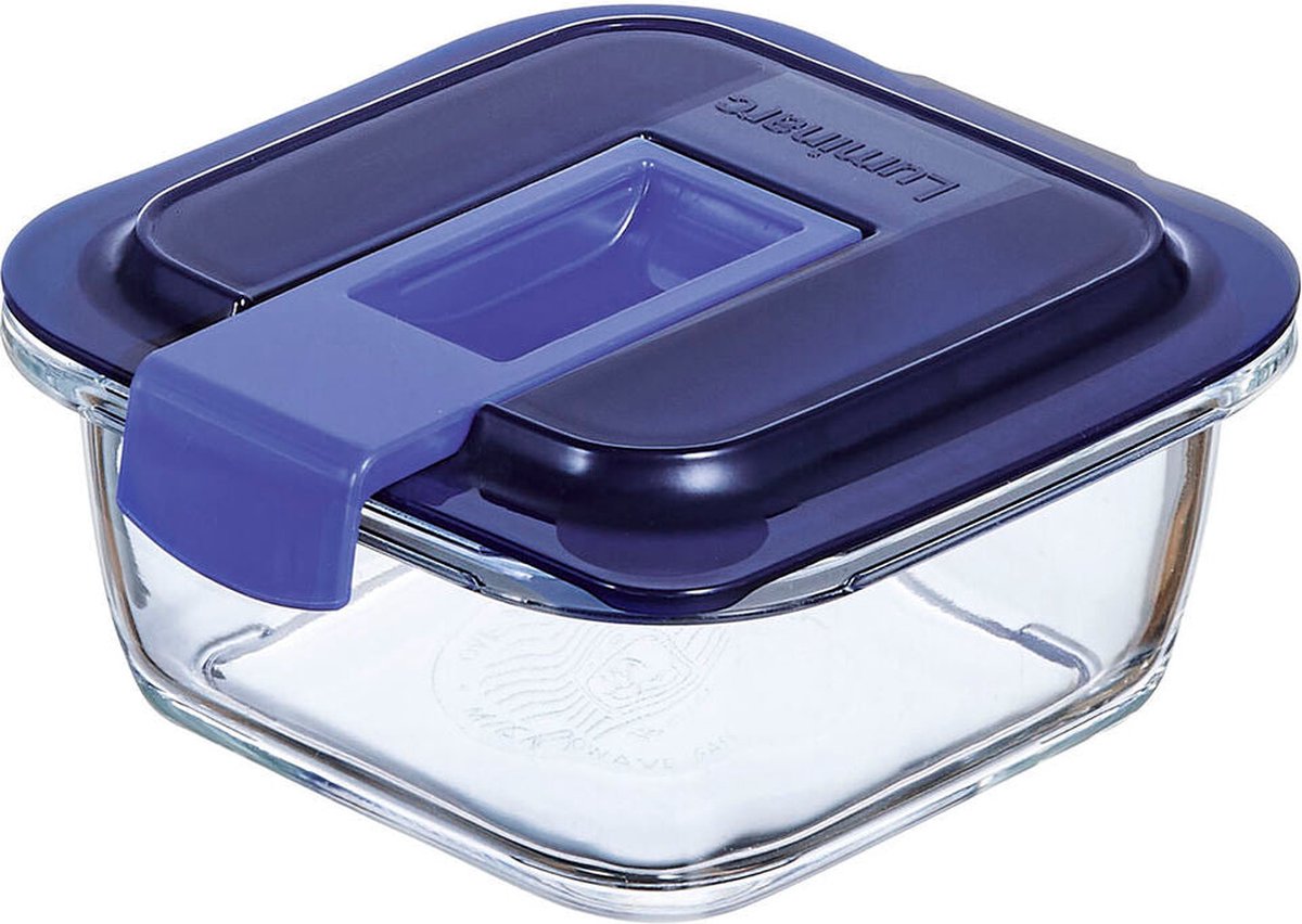 Luminarc easy box - contenitore per alimenti - quadrato - trasparente e blu - 38cl