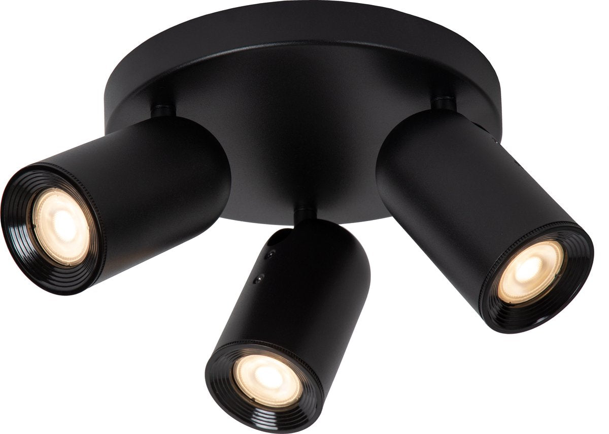 Lucide punch - faretto da soffitto (lampada da soffitto) - ø 21 cm - 3xgu10 - nero