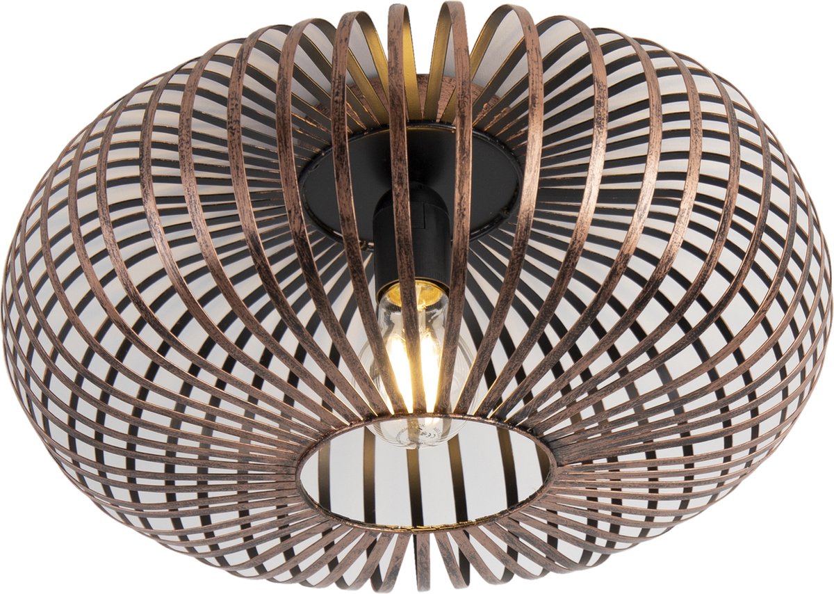 Trio johann - plafondlamp - koperkleurig antiek - excl. 1x e27 4 w - dimbaar met schakelaar - niet extern dimmerbaar - sterlichteffect - 4000k