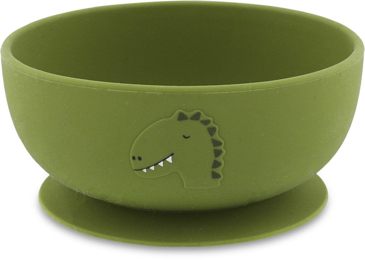 Trixie kom met zuignap - mr. dino - schaaltje - kinderservies - voor baby's vanaf 4 maanden - van siliconen - geschikt voor de vaatwasser