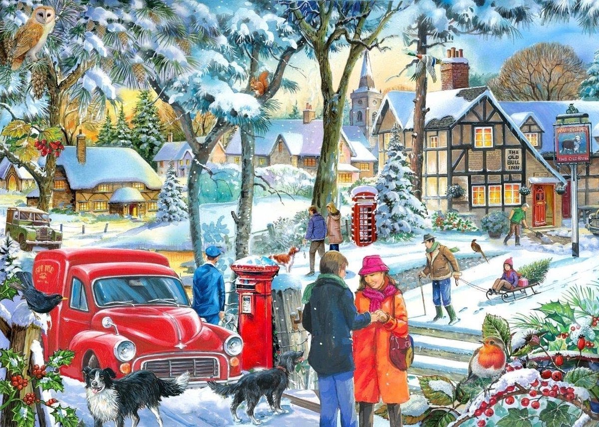 Puzzle Casa dei Puzzle Auguri d'Inverno 1000 pezzi di cartone.