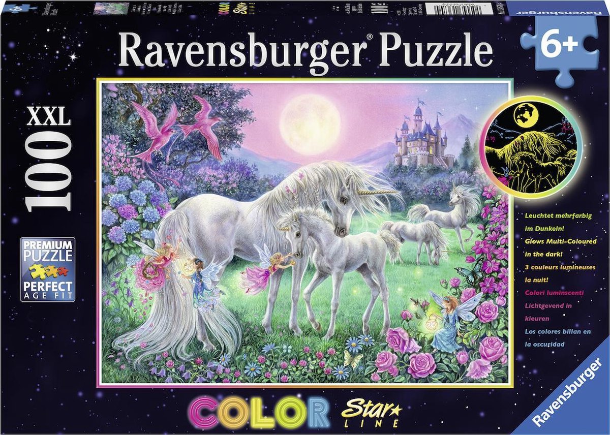 Ravensburger Puzzle Unicorni al chiaro di luna - Starline - Puzzle - 100 pezzi