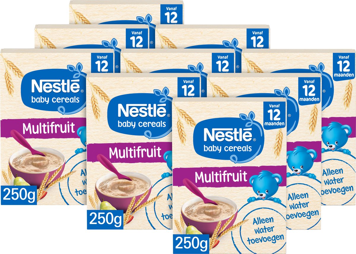 Nestlé cereales para bebés multifruta - papilla para bebés 12m+ - 9 cajas x 250g