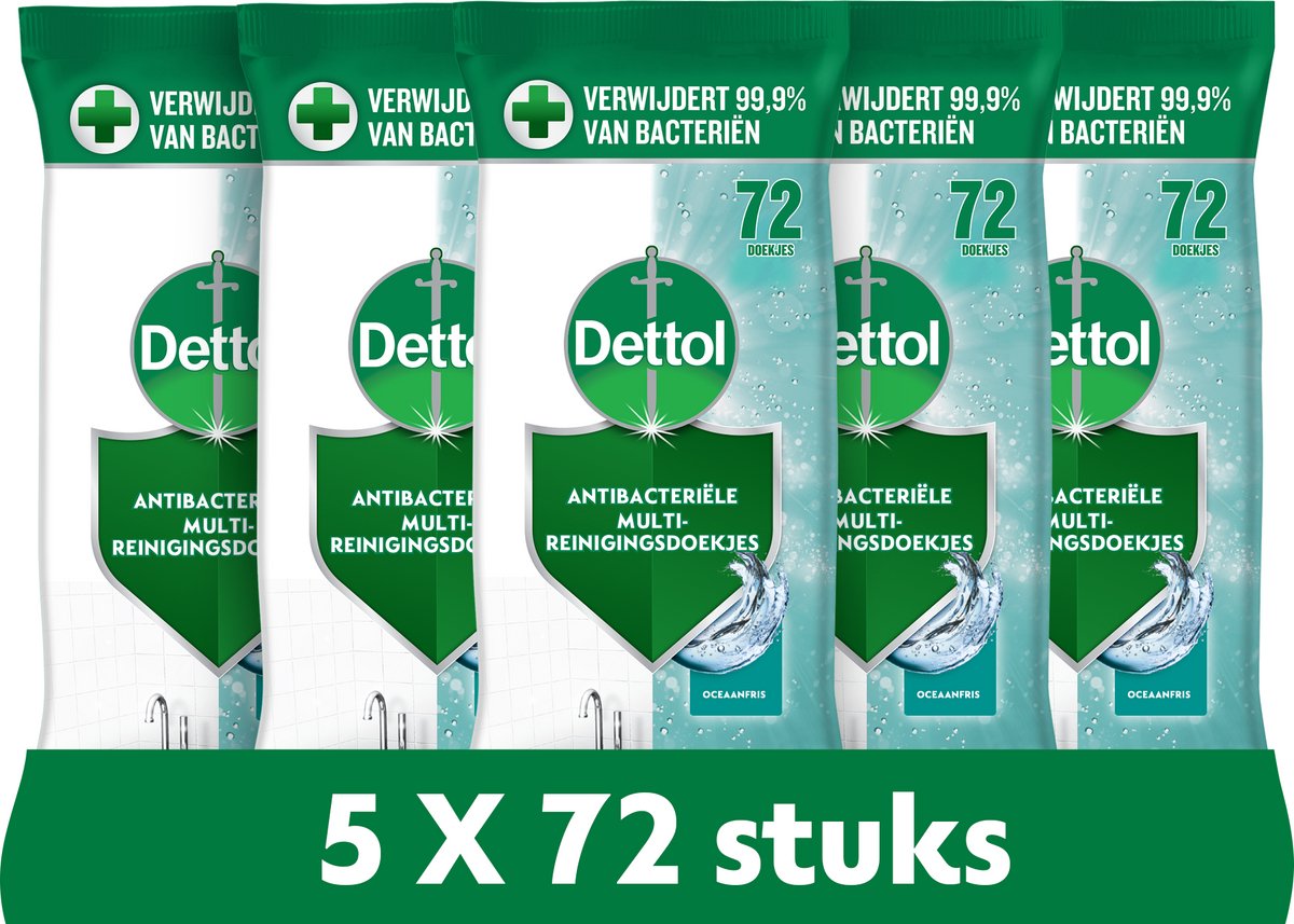 Salviette Dettol Ocean 72 pezzi - 5 pezzi - confezione risparmio