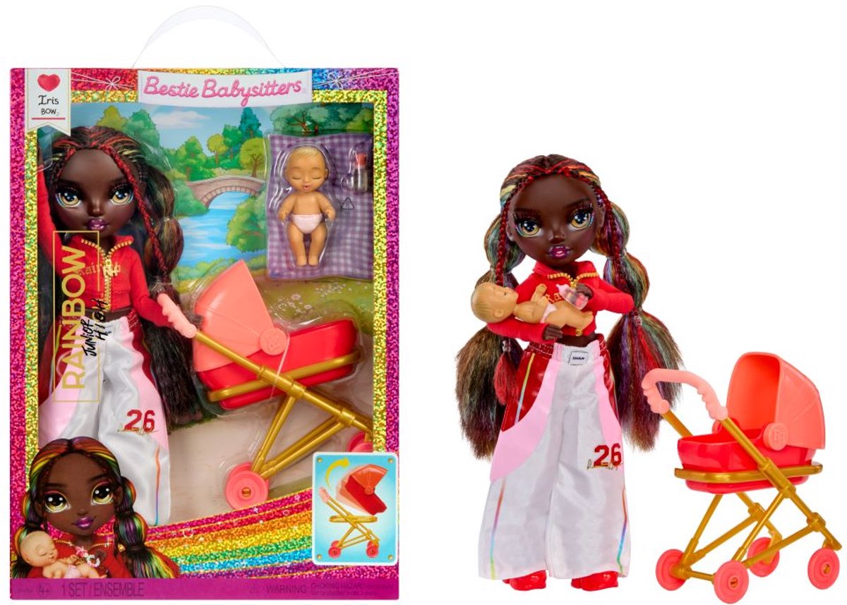 Secundaria arcoiris jr. high™ bestie babysitters™ – arco iris, muñeca de moda de 23 cm