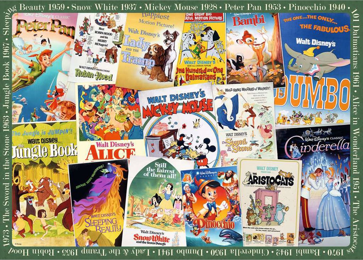 Puzzle Ravensburger poster vintage Disney - 1000 pezzi.