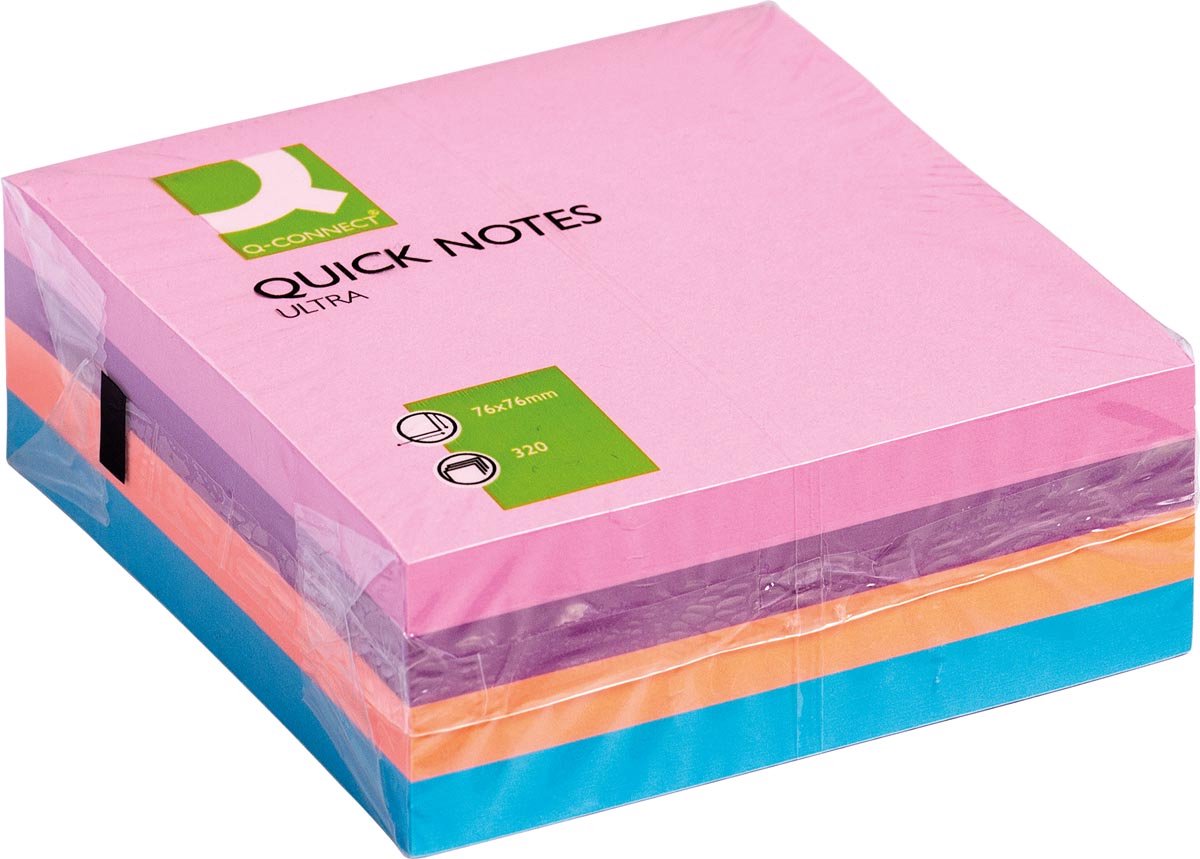 Notas rápidas de Q-connect | pies 76 x 76 mm | 320 hojas | colores variados