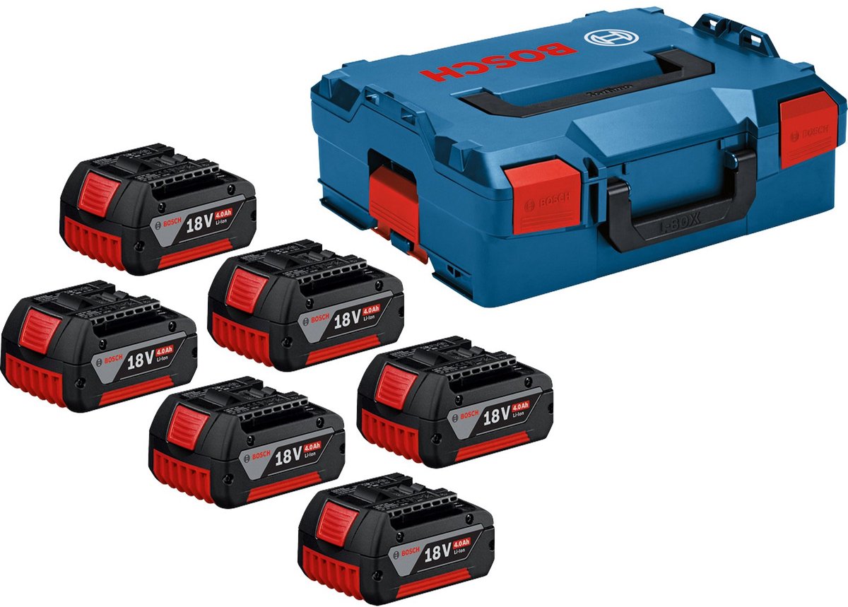 Set batterie professionali Bosch 18v 4.0ah 6 pezzi in l-boxx - 1600a02a2s