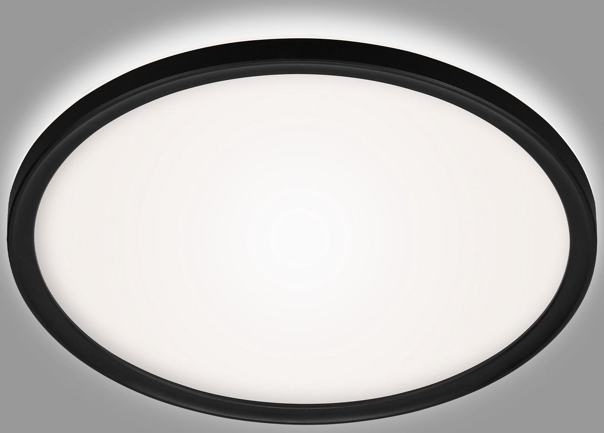 Briloner slim drip - illuminazione bagno led - plafoniera bagno - con retroilluminazione - ip44 - nero - ø29cm
