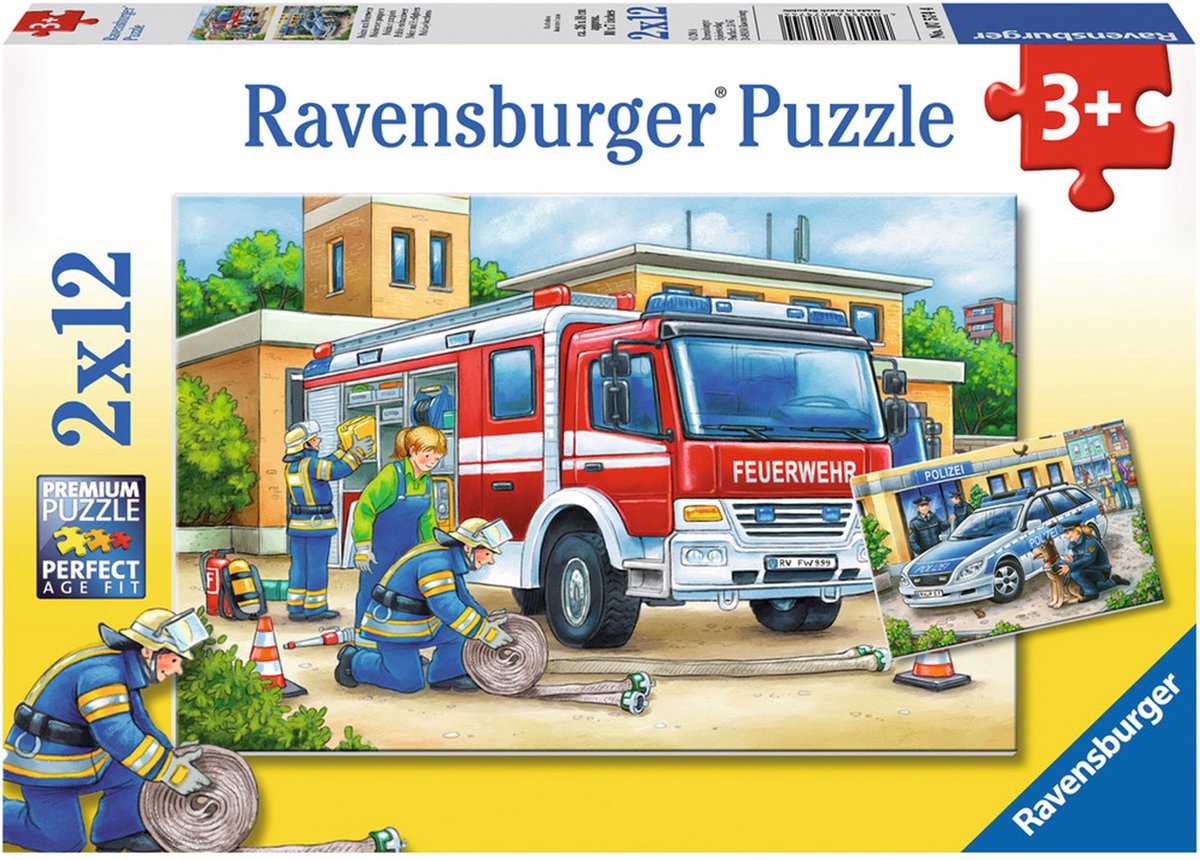 Ravensburger Puzzle Polizia e Vigili del Fuoco - 4x12 pezzi - Puzzle per bambini