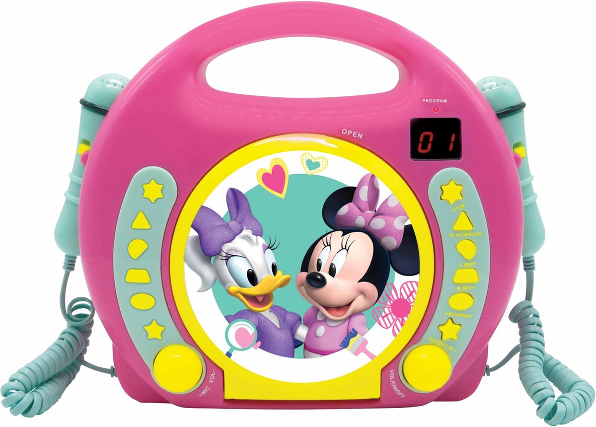 Lettore CD portatile Lexibook Disney Minnie con 2 microfoni sing-along