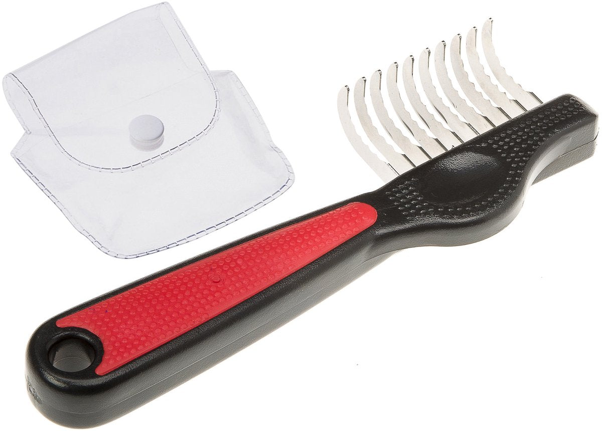 Pettine antigroviglio Ferplast modello dritto - pettine per cappottino per cani - 16,3x5,2x2,4 cm rosso nero