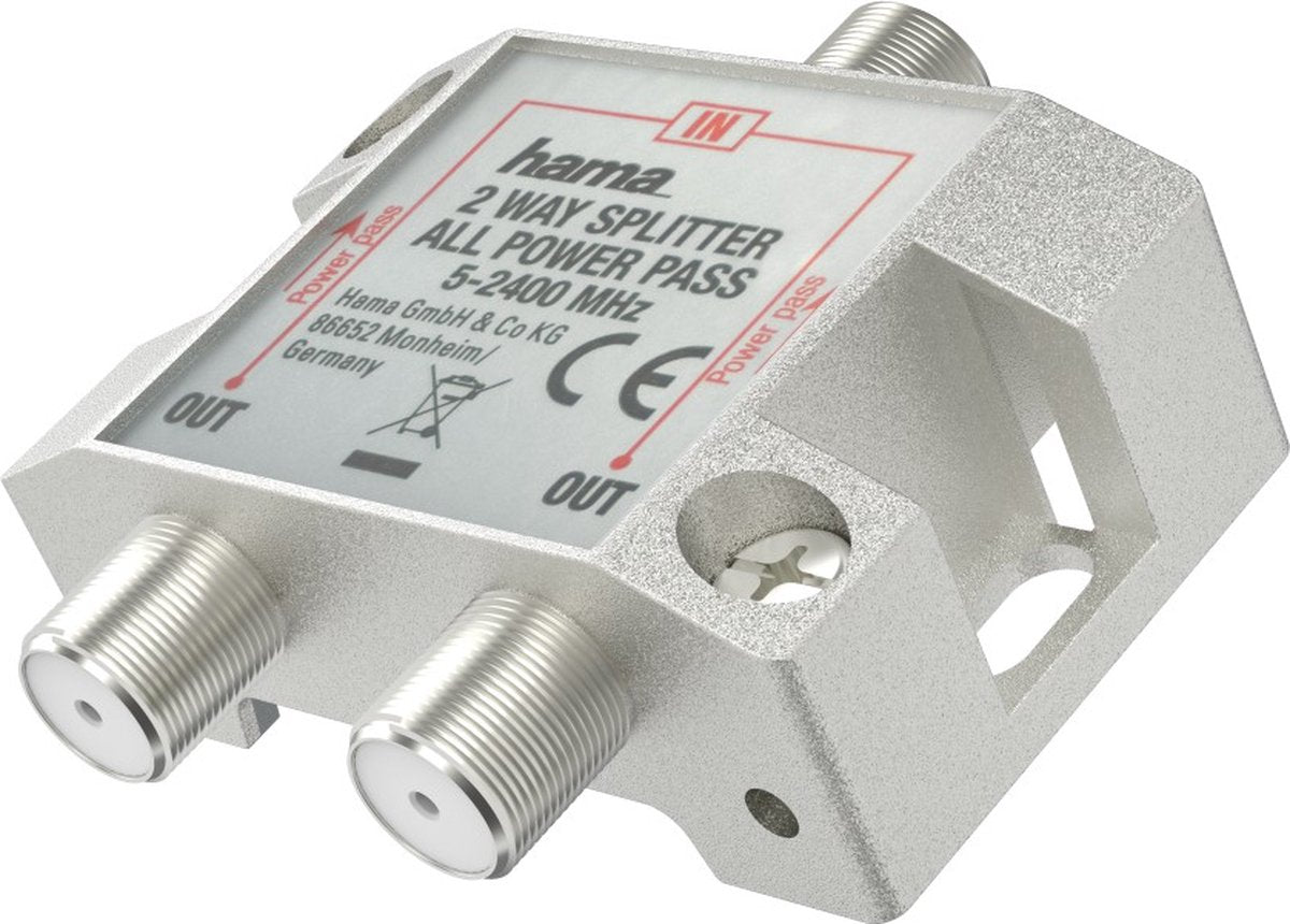 Hama 00205231, divisor de cable, 5 - 2400 MHz, plateado, hembra, 20 dB, 1 pieza(s)
