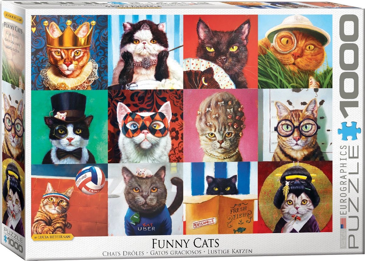 Puzzle Eurographics gatti divertenti - lucia heffernan - 1000 pezzi gatti.