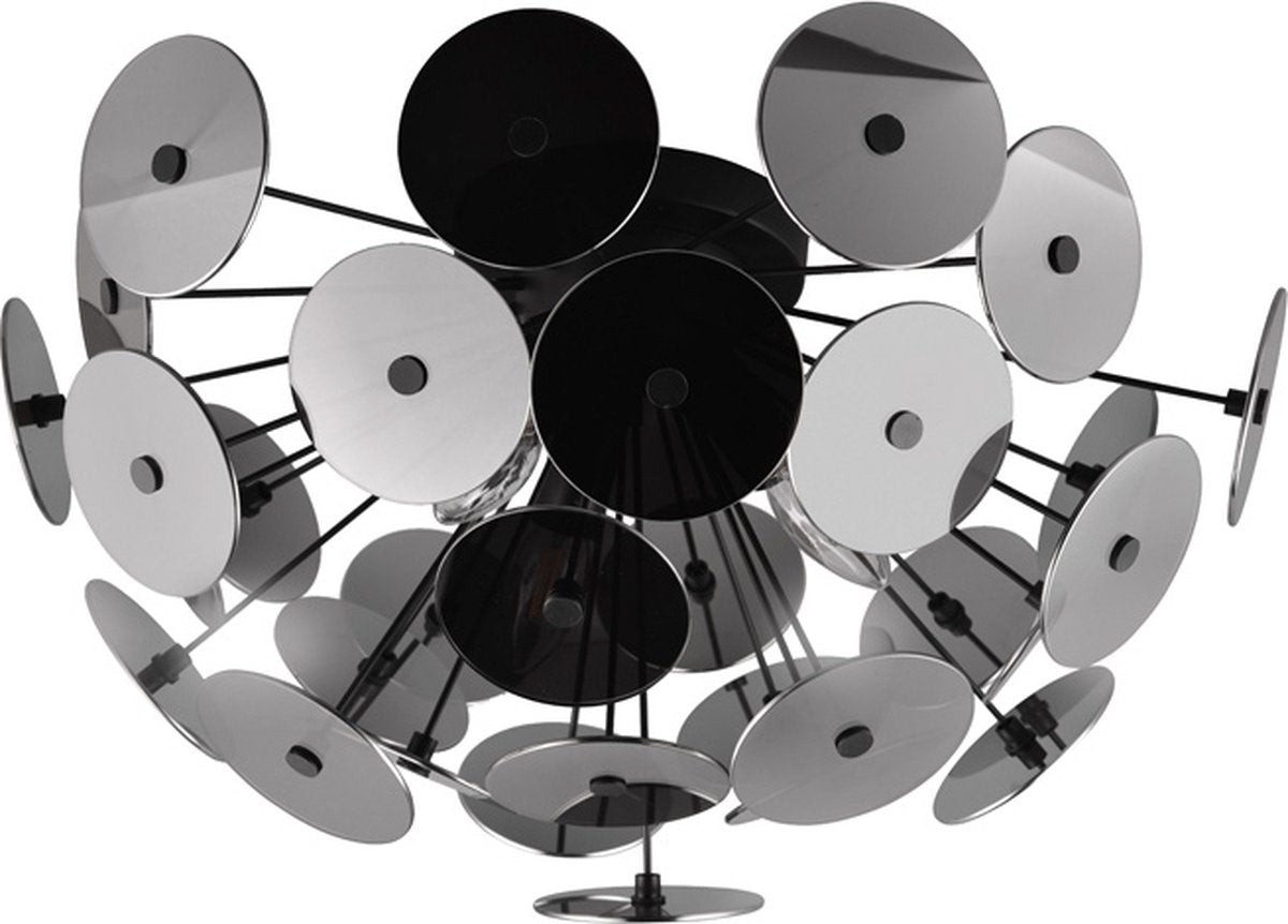 Trio discalgo - plafondlamp - zwart mat - plexi in rookkleur - excl. 3x e14 2w