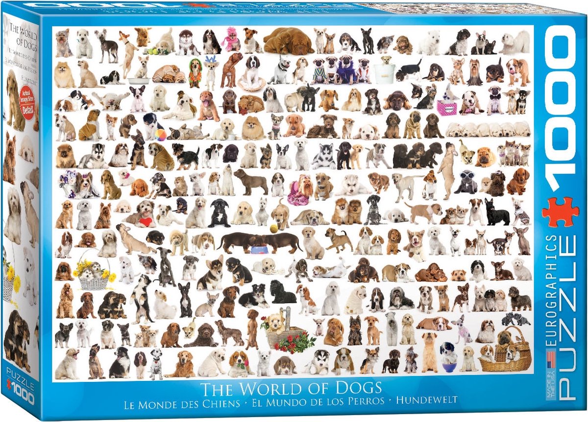 Eurographics - il mondo dei cani - puzzle da 1000 pezzi 68×48 cm (l×a)