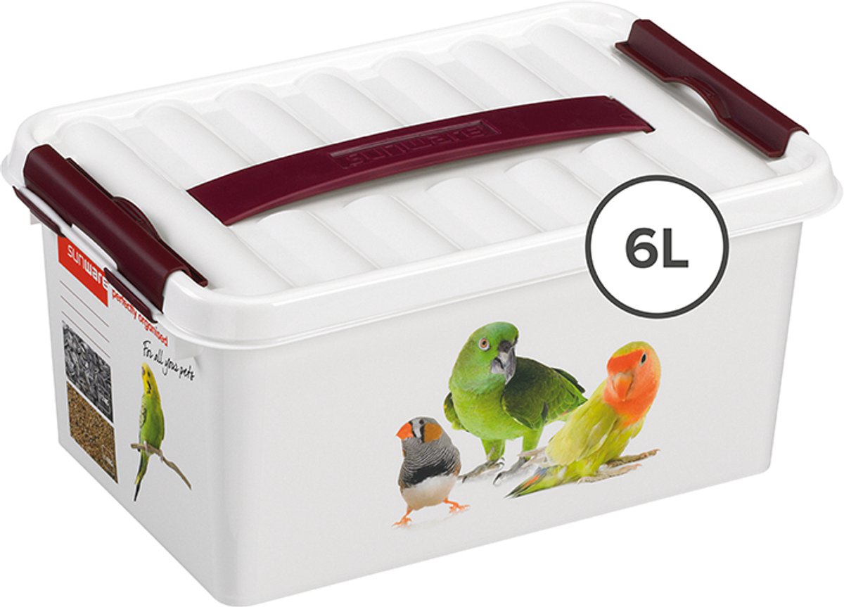 Sunware q-line huisdieren opbergbox 6l - 30x20x14 cm - wit rood