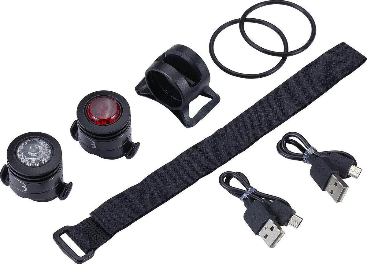 Set di luci per bicicletta combo spia Bbb - 40 lumen - ricaricabile tramite USB BLS-127