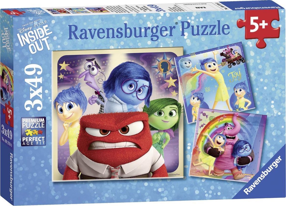 Ravensburger - dentro e fuori; avventura emotiva - puzzle - 3 x 49 pezzi