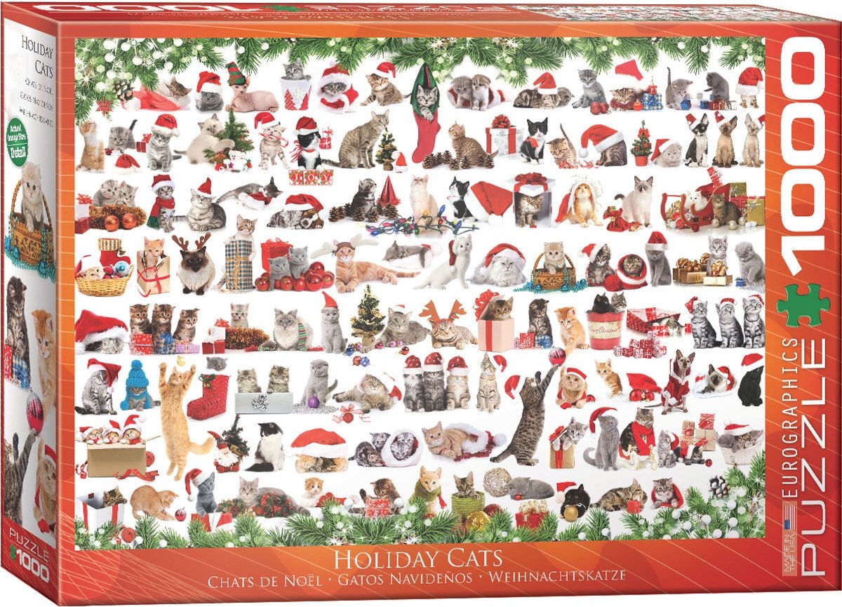 Eurographics gatos navideños (1000 piezas) - puzzle