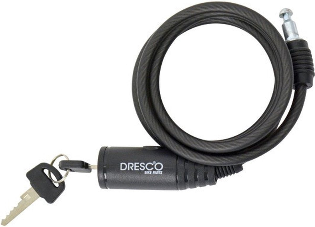 Lucchetto a cavo Dresco 150 6 | lucchetto a cavo per bicicletta - 150 cm - rotondo 6 mm - nero