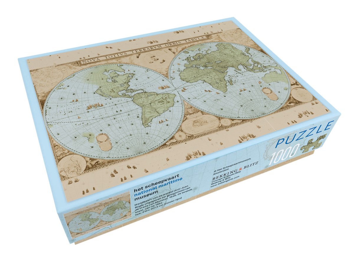 Puzzle Bekking blitz (1.000 pezzi): mappa del mondo murale di Joan Blaeu, Museo Marittimo