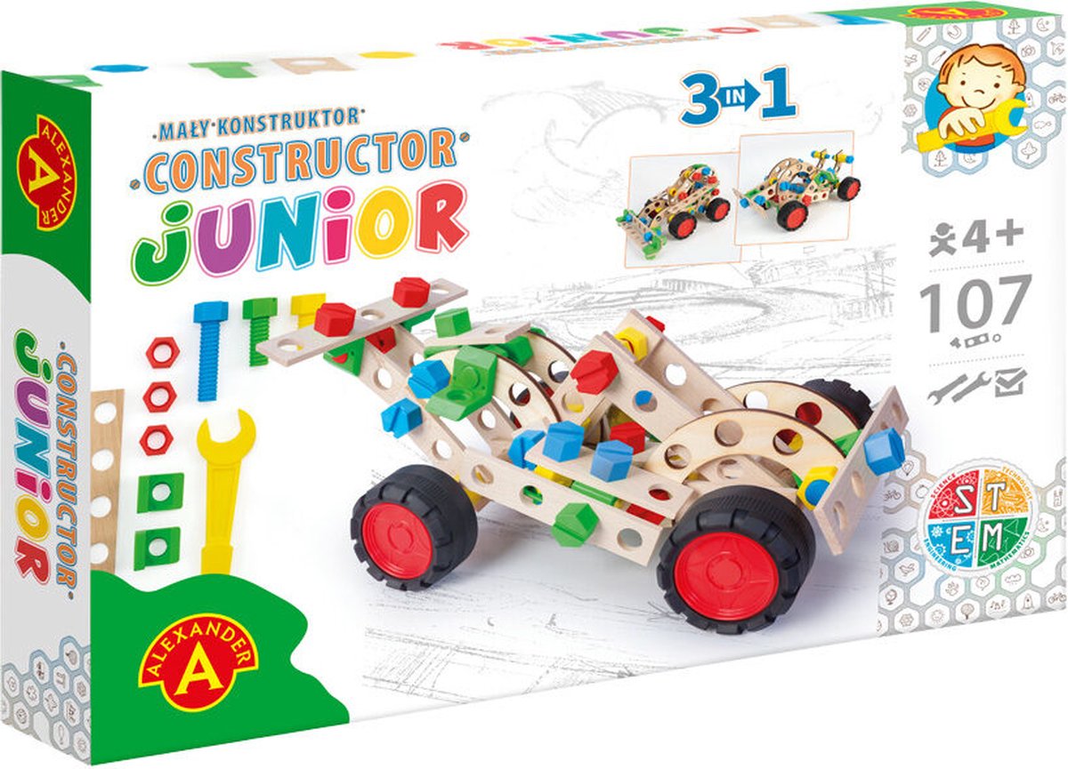 Alexander toys constructor junior - 3×1 - sportwagen - 107st