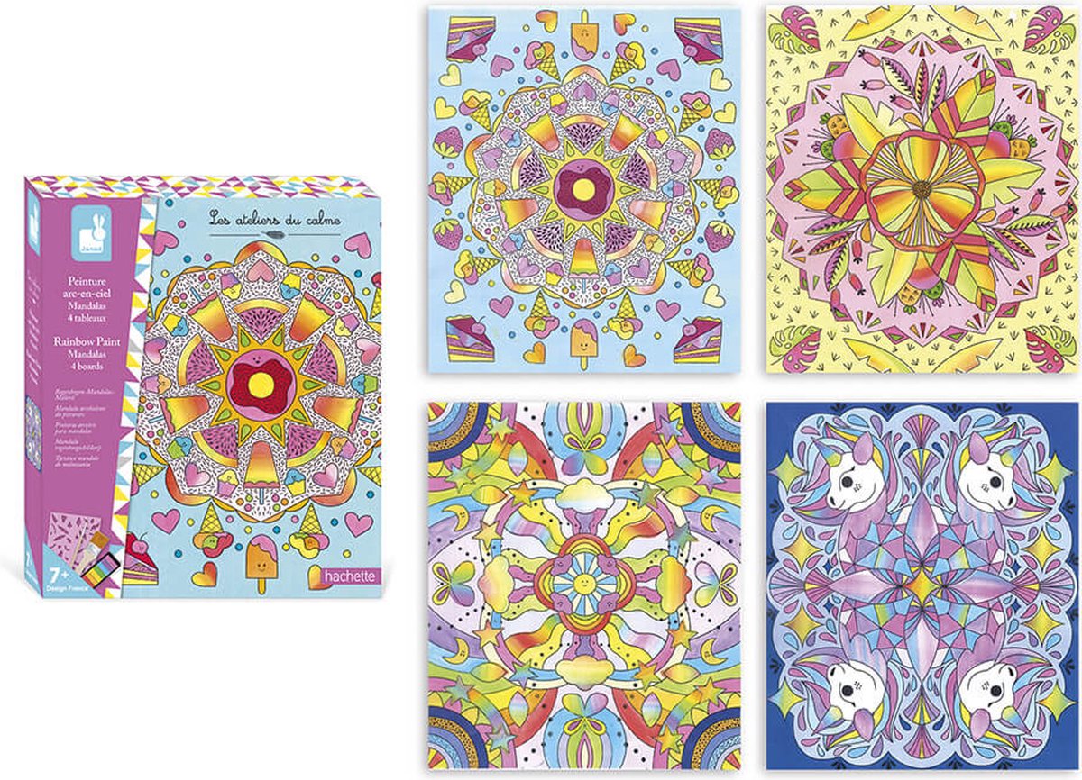 Janod - les ateliers du calme - regenboog mandala's schilderen - knutselset