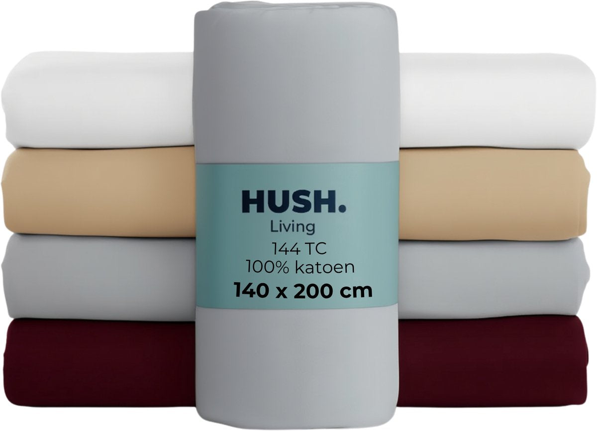 Cállate. living hush living sábana bajera 100% algodón, 144 hilos, flexible y transpirable - elástico alrededor - 140x200+30cm - gris claro