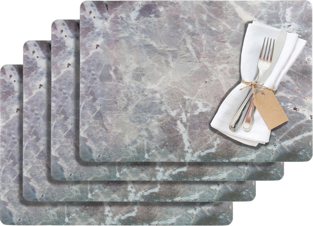 Set tovagliette Westmark, set da 4 pezzi, collezione saleen marmo - grigio - 43,5 x 30 cm