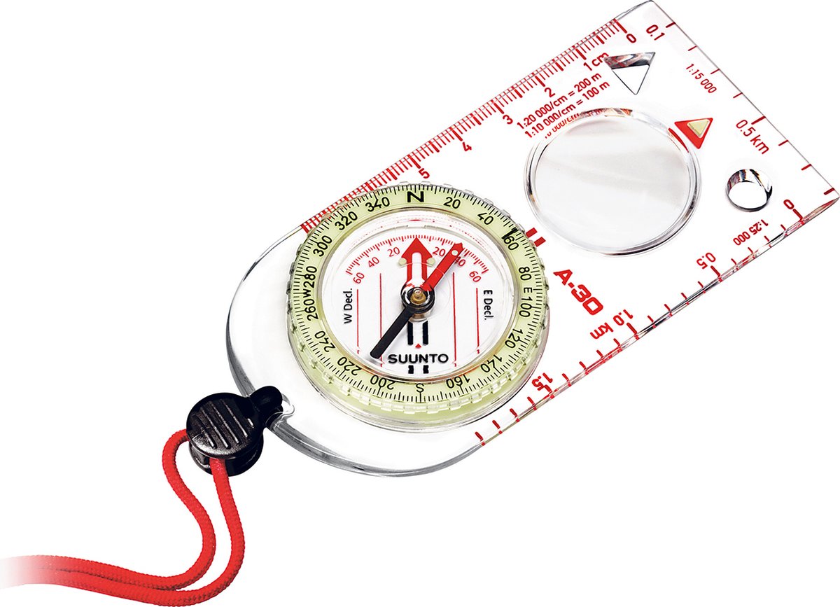 Suunto a-30 kompas - glow-in-the-dark - met vergrootglas - transparant