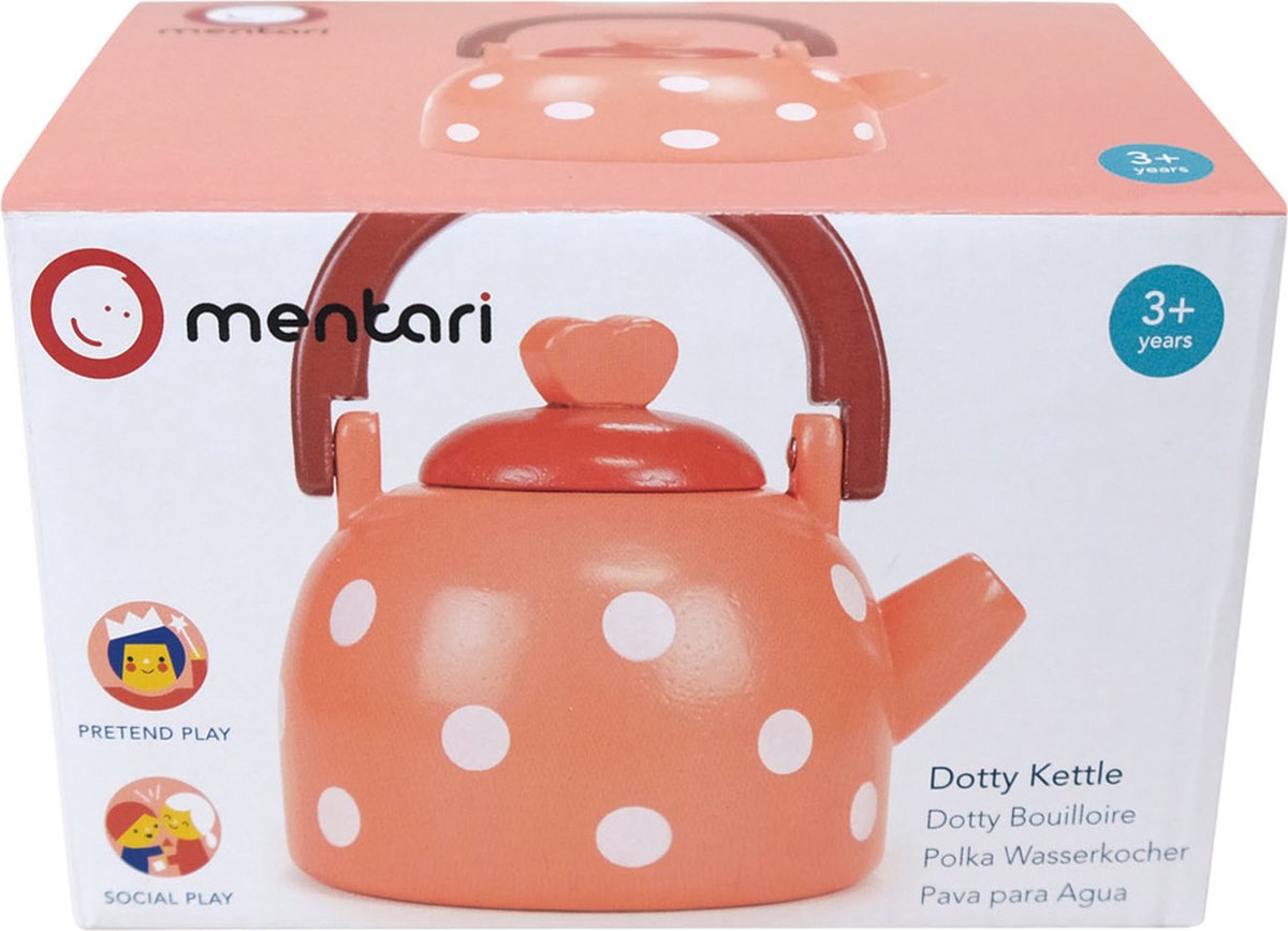 Cocina Mentari - tetera con silbido dotty - 10x8x11cm - madera - 3 años