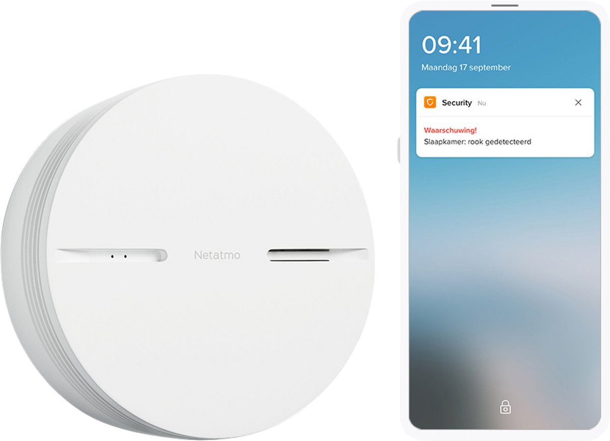 Detector de humo inteligente Netatmo con WiFi - detector de humo inteligente - funciona con Google Home Apple Home Kit - conectable - batería de 10 años