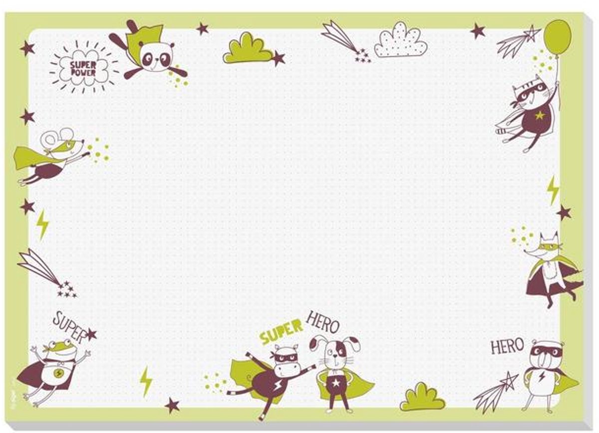 Merkloos sans marque sigel bureauonderlegger - little heroes - formaat a3 - 30 vel afscheurbaar - si-ho900