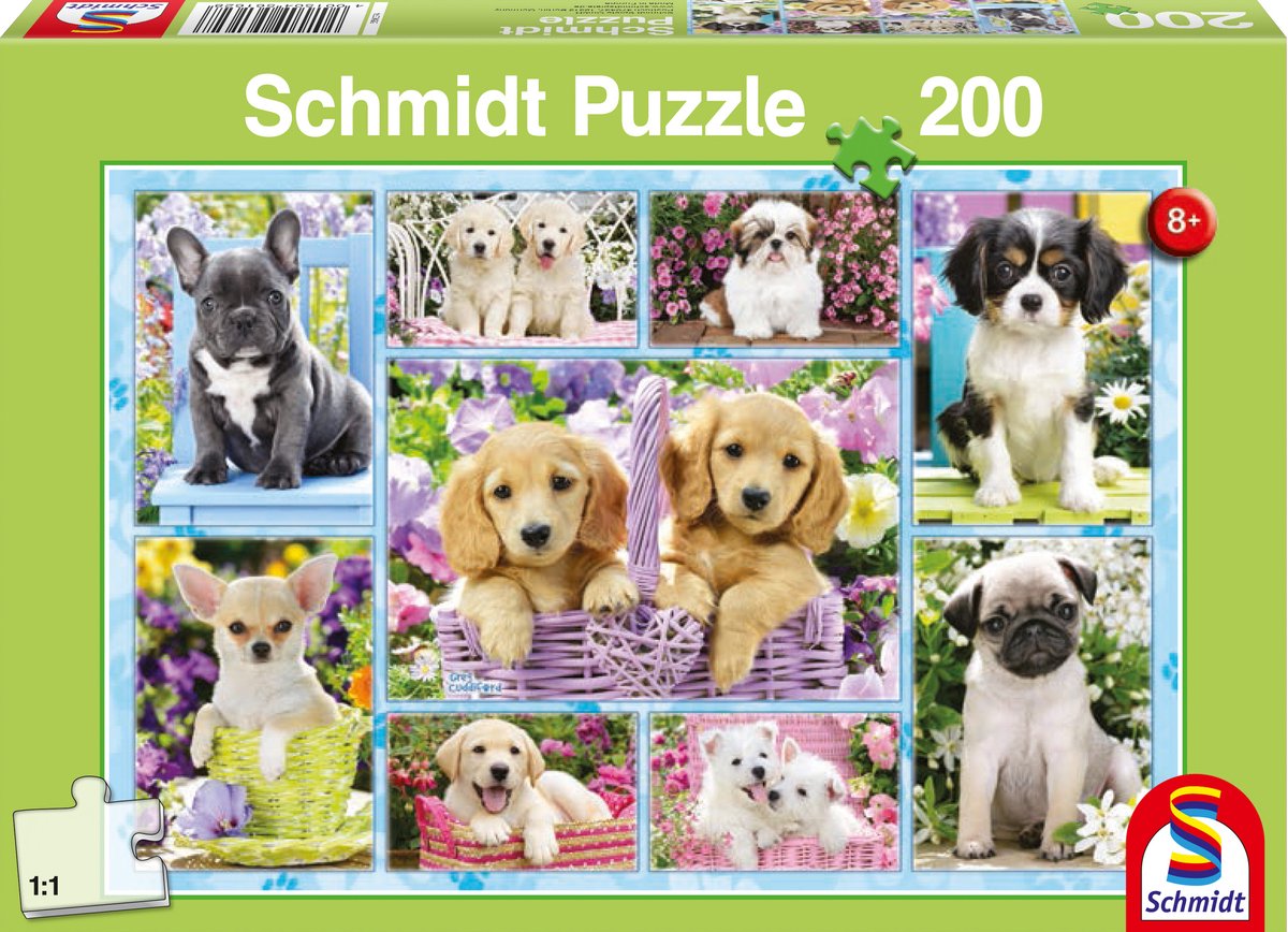 Schmidt puzzle cuccioli junior cartone verde 200 pezzi